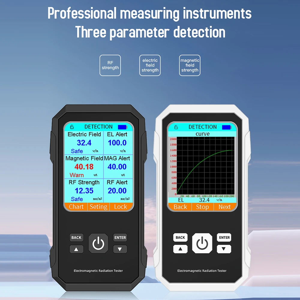 전기장 자기장 RF 방사선 검출기, 전자기 방사선 테스터, EMF 계량기 무선 주파수 검출 계량기, 3in 1