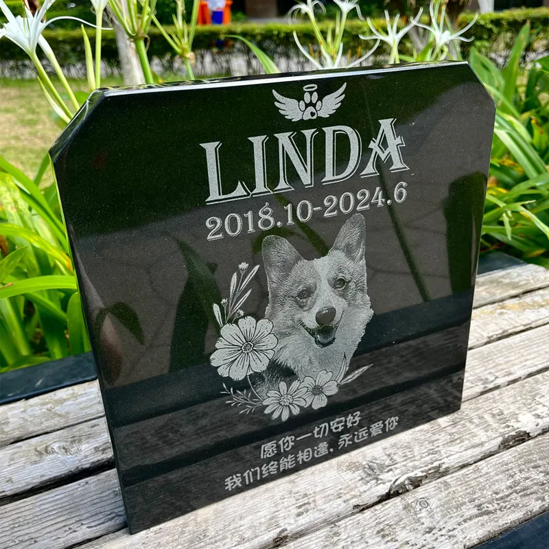 Pet dog tombstone customized small animal cat death monument 100% natural granite head cemetery shadow carving