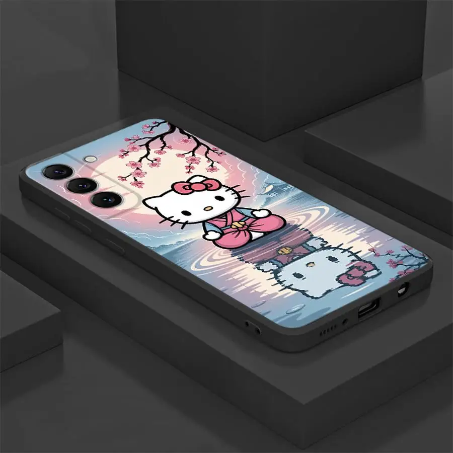 أسود لينة غطاء الهاتف حقيبة لهاتف سامسونج غالاكسي A36 A24 A55 A22 A52 A32 A26 A72 A25 A71 A51 A73 A41 A23 A53 A35 لطيف سانريو مرحبا #5