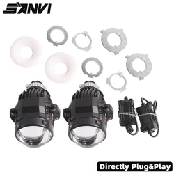 SANVI-Lentes de proyector LED Bi para coche, faros de 2,0 pulgadas para H7, H4, H1, 9005, 9006, luces LED automáticas, 5500K, LHD, RHD, accesorio para motocicletas