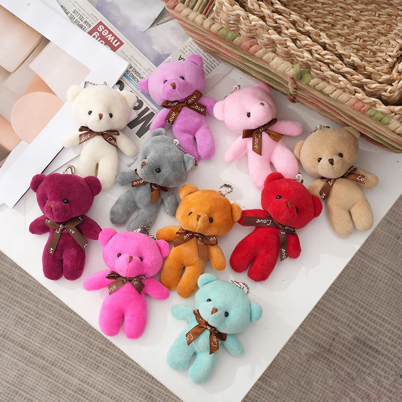 1/10pcs Teddy Bear Plush Toy Cute Cartoon Little Bear Stuffed Plush Doll Pendent Kawaii Animal Doll Keychain Children Party Gift