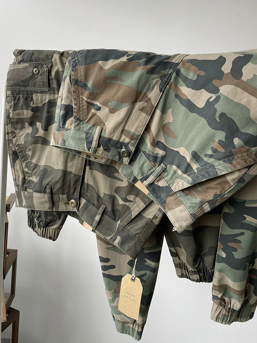 

Spring Men's Pure Cotton Heavyweight Camouflage Cuffed Pants American Sle Commuter Casual Multi-ket Waed Vintage Workw...