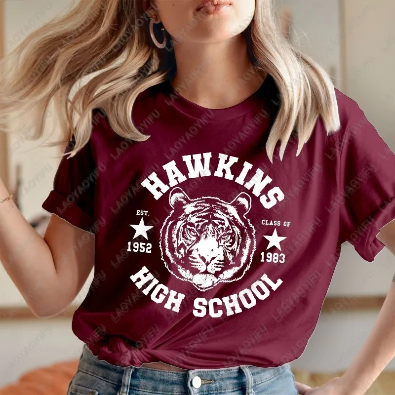 Camiseta Engraçada Inspirada em Stranger Things da Turma de 1986 da Escola Hawkins para Homens e Mulheres, Moda Vintage Clássica, Streetwear, Camisetas de Algodão