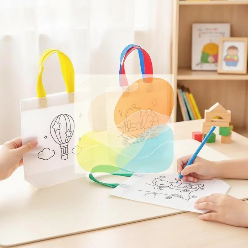 DIY Graffiti Blank Animal Gift Bags Washable Reusable Painting Craft Kits for Kids Holiday Party Favors Home Storage Supplies