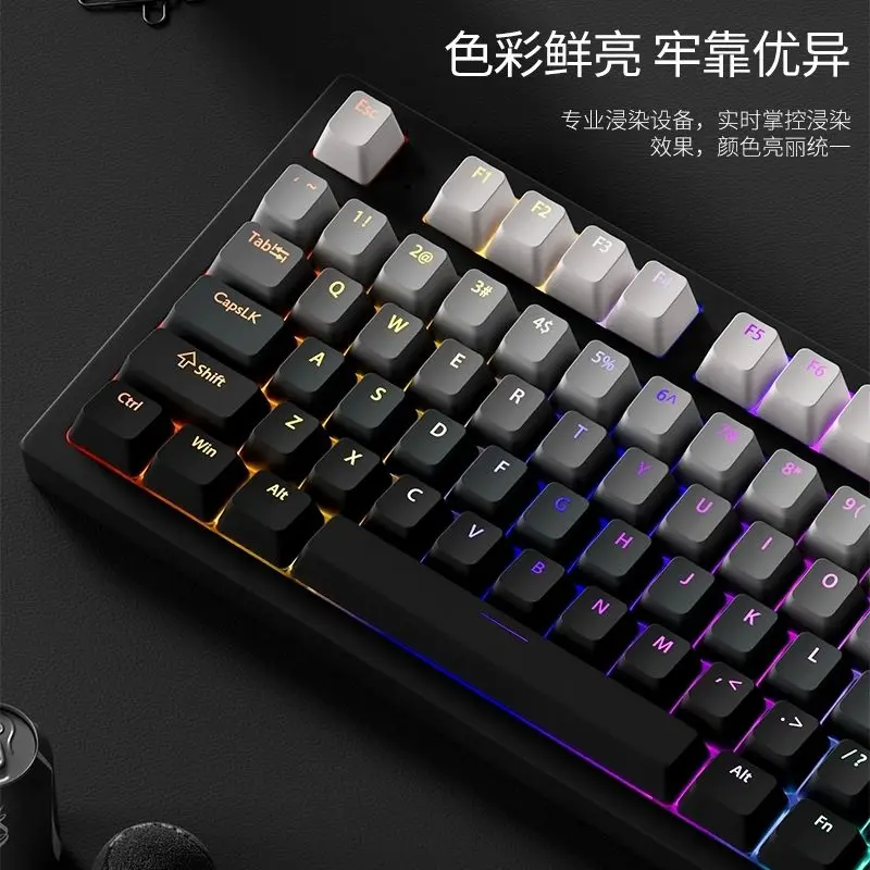 Gradient Black Blue Purple PBT Keycap Mechanical Keyboard Polar Day Pro Front Print Double Shot OEM Backlit RGB Key Caps 133 Key