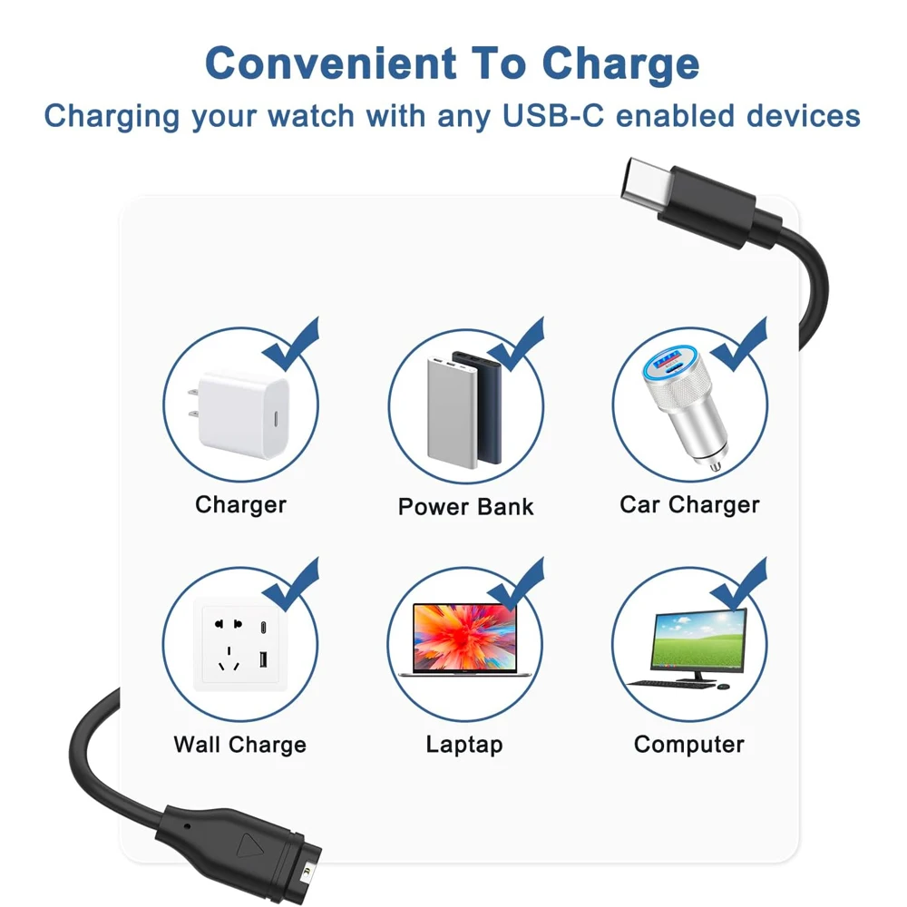 2 Pack Chargers for Fenix E/8/7/6/5 Series USB Charging Cable for Garmin Venu 3 3S/ Enduro 3/ Enduro 2/ Enduro/ EPIX PRO/ EPIX 2