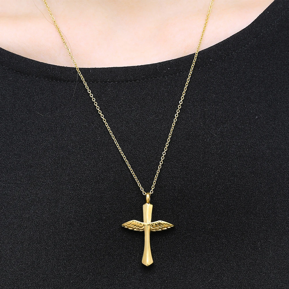 

Cross Pendant Necklace Men Ashes Cremation Memorial Urn Jewelry Human Commemorate Keepsake Necklace Unique Design for ashes