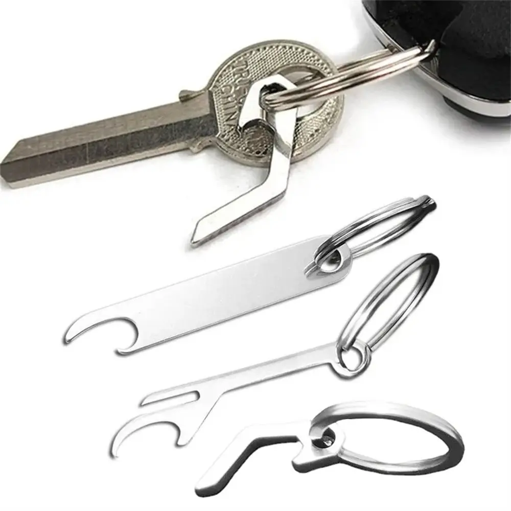 Wine Can Opener Stainless Steel Beer Bottle Opener Keychain Metal Mini Beer Opener Keyring Pocket Tool Camping Tool Men Gifts