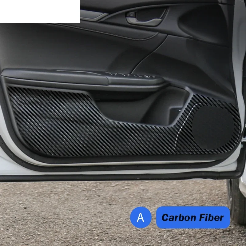 

For Honda Civic 10Th Generation 2016~2019 Car Door Anti Kick Pad Carbon Fiber Suede Leather Texture Anti Dirt Protective Sticker
