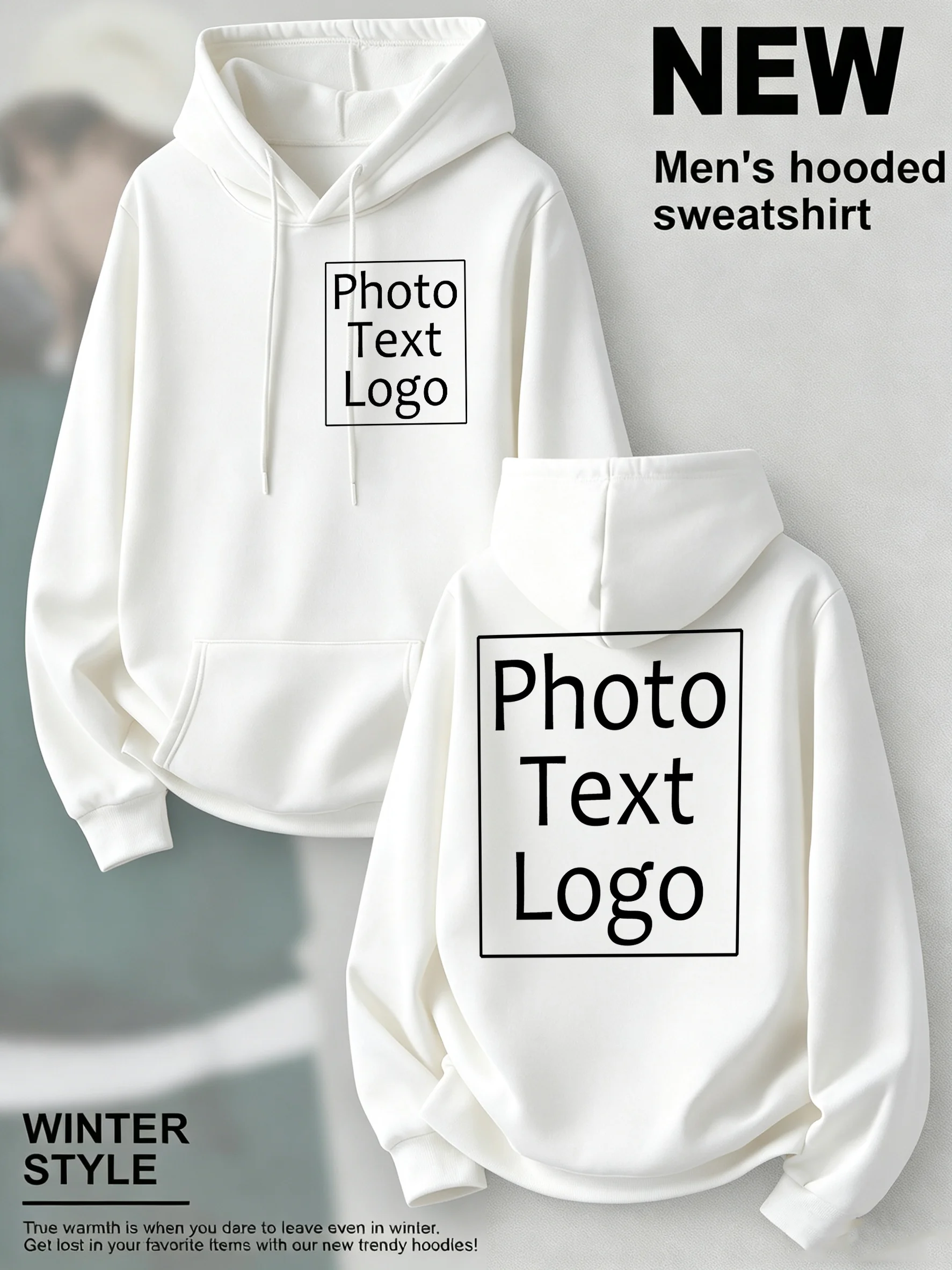 Personalisierter, individuell gestalteter Herbst-Freizeit-Sport-Hoodie für Herren, Fleece-Team-Basic-Sweatshirts, Streetwear, Büro-Arbeitskleidung, kreative Kleidung – Detail 11