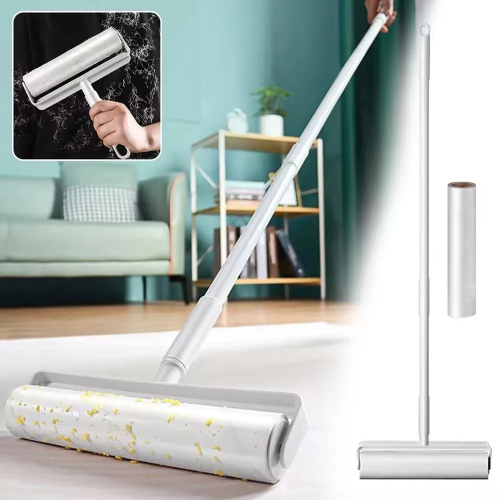 Tearable Long Handle Lint Roller Brush Telescopic 19/24cm Pet Hair Remover Roller Mop For Home Bedroom Car Seats view 2