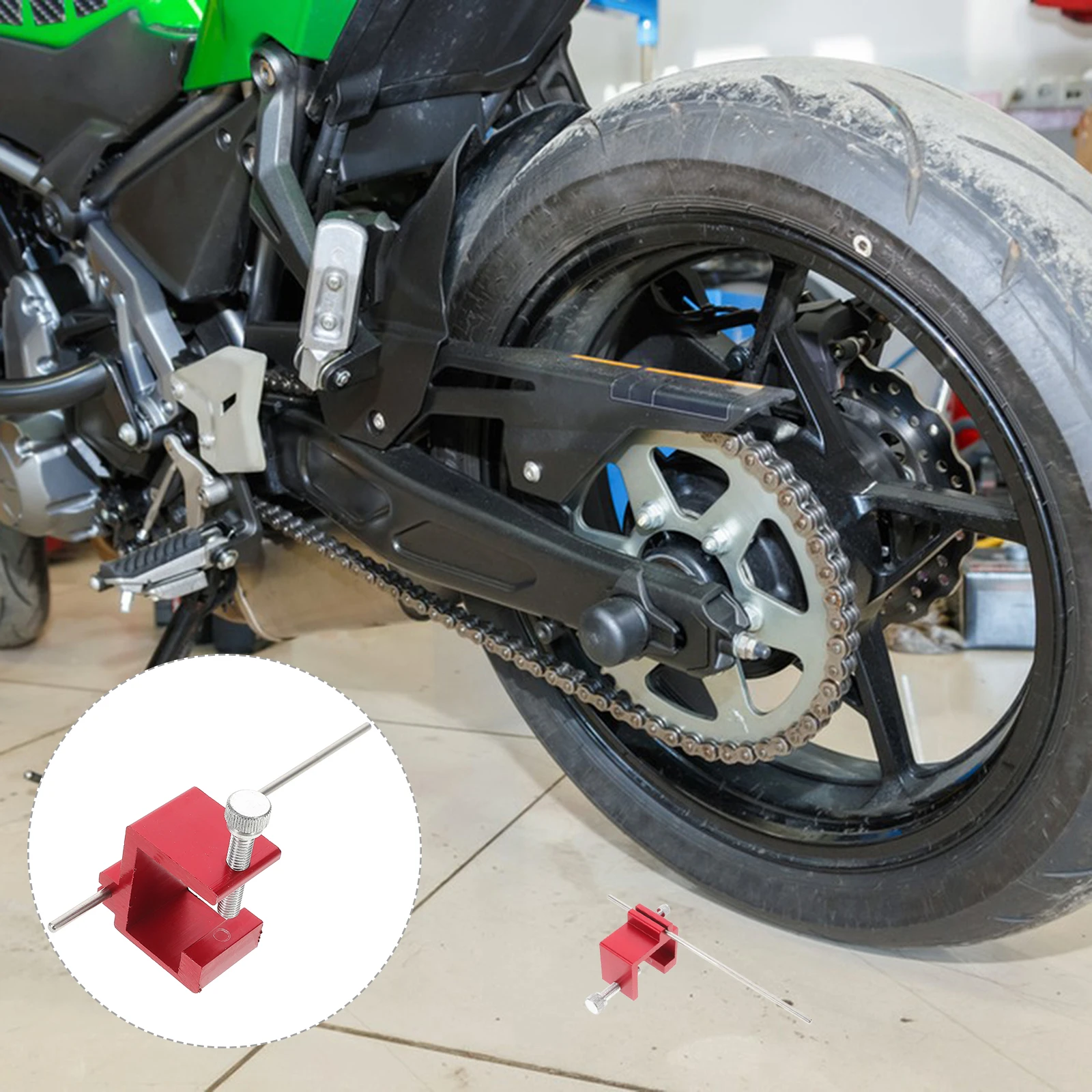 

Chain Alignment Tool Red Aluminum Straightener for Dirt Bike Bicycle Motorcycle Chain Maintenance Equipment Adjusting Gadget