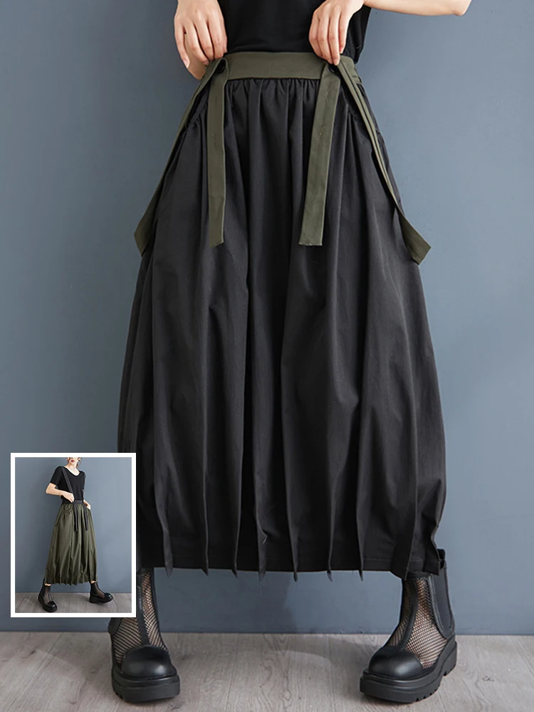 

Модная плиссированная цветная юбка Blo ter размера плюс, женская утягивающая юбка-миди с эластичной резинкой на талии, летняя повседневная юбка для поездок на работу...