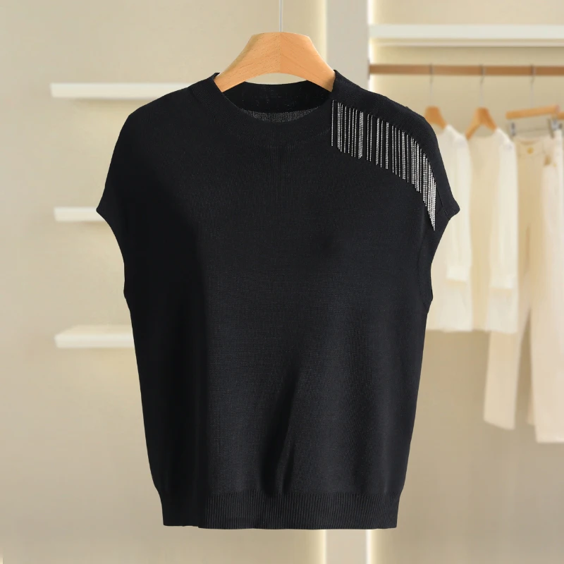 

Женский вязаный свитер Slim Fit с круглым вырезом, модный, весенняя новинка, однотонный, с бахромой, повседневный топ