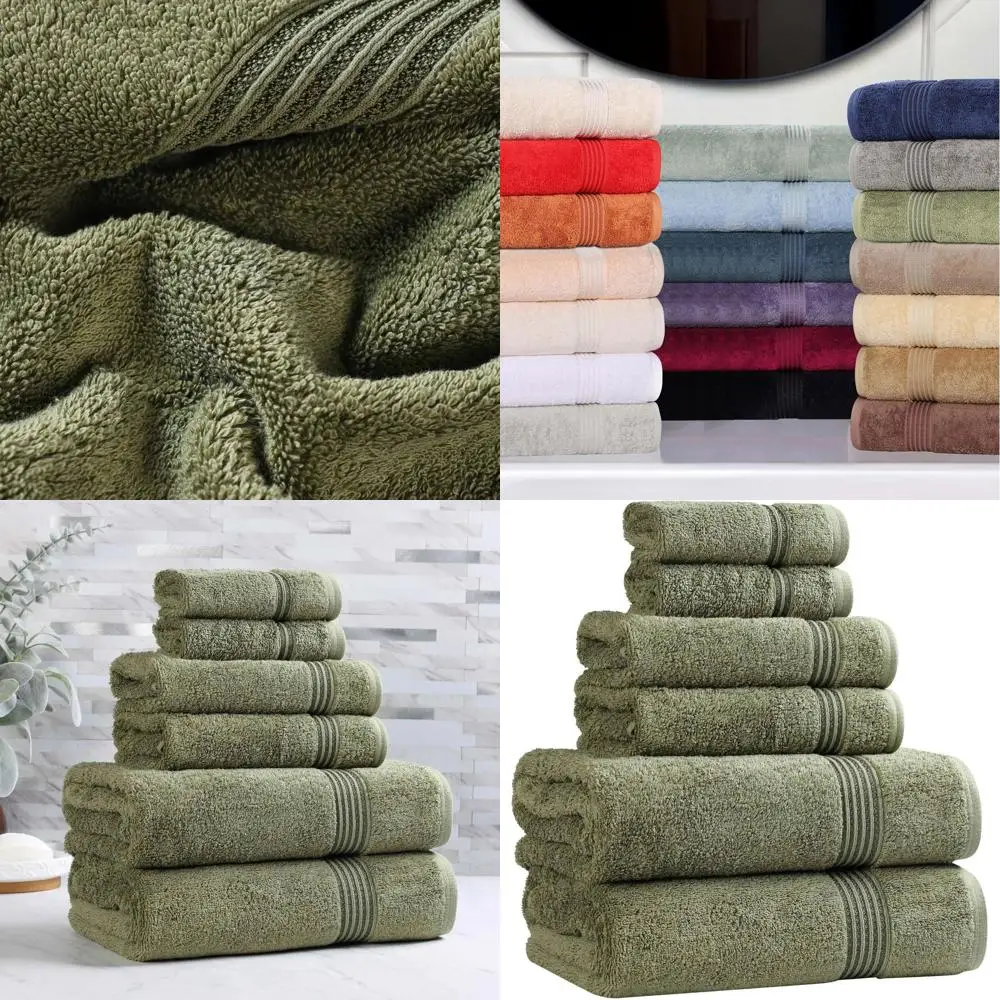 

Роскошный набор из 6 хлопковых полотенец, 600 GSM, высокая впитываемость, быстросохнущие, цвет лесной зелени, для ванной комнаты