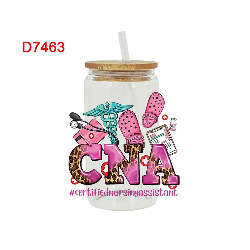 3D UV DTF Transfers Stickers, 16oz, Cup Wraps, Medical Nurse Printed for DIY Glass, Ceramic Metal Leather, Etc D7461