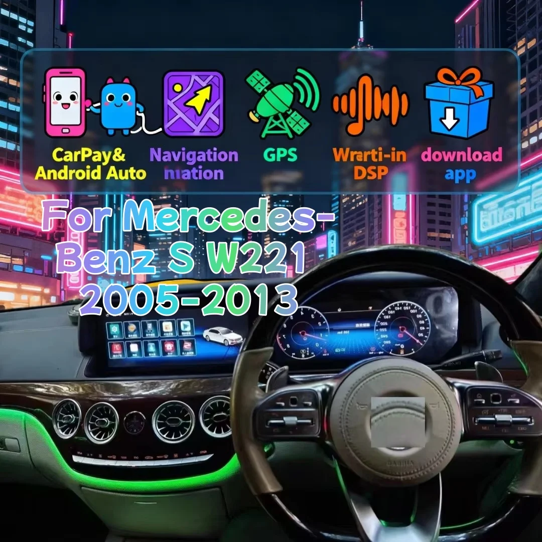The Newest Screen Android 14 Radio For Mercedes-Benz S W221 2005-2013 Cayplar Car  Stereo Navigation  GPS Media Player Head unit