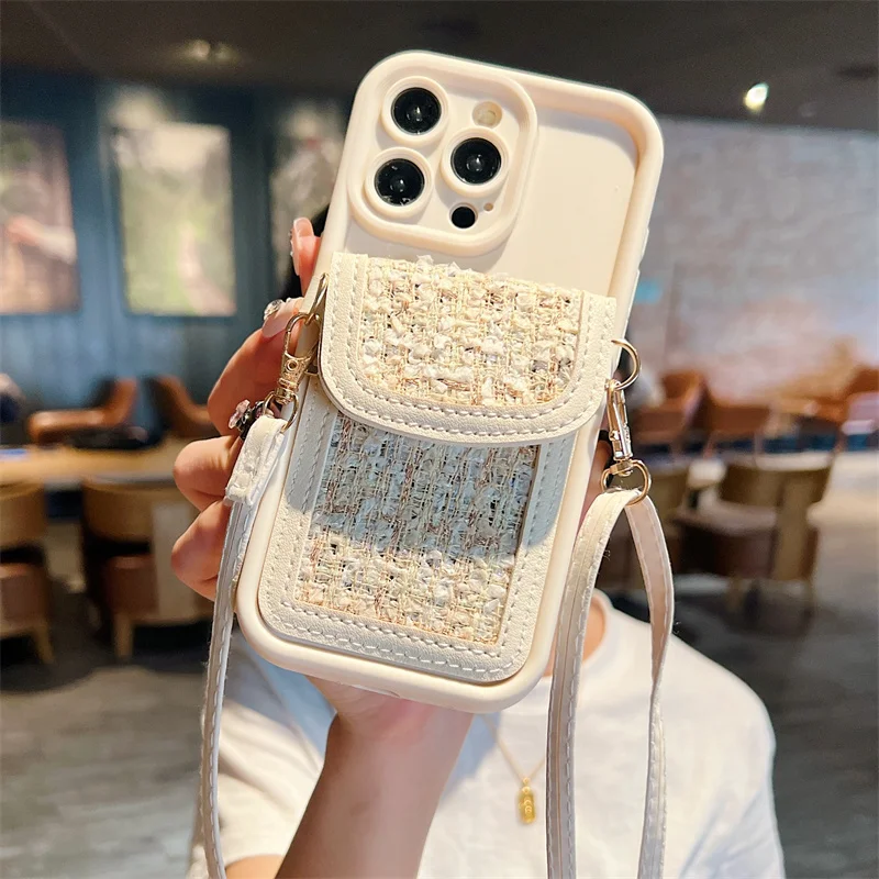 

Crossbody Lanyard Weave Wallet Holder Case For OPPO A53 A53S A11S A32 A33 A57 A57E A57S A77 A77S A54 A55 A94 A52 A72 A92 Cover