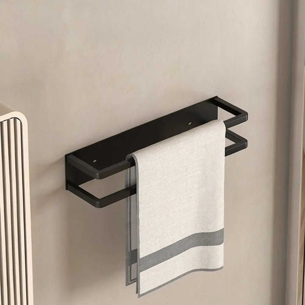 Modern Bathroom Towel Storage Shelf Wall Mounted Organizer Metal Rack Punch Free For Kitchen Washroom Holder