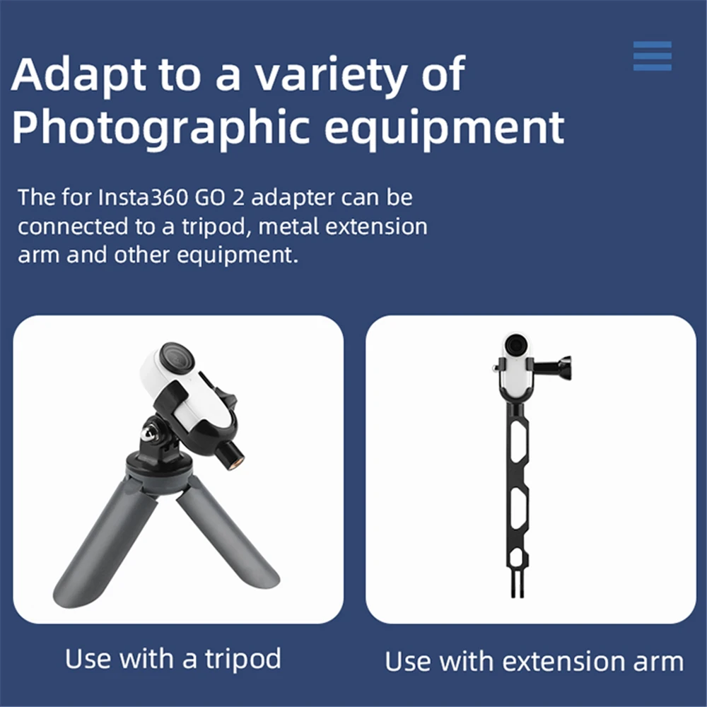For Insta360 Go 2 Protective Frame Mount 1/4 Adapter Adjustable Angle Bracket Stabilizer Expansion Adapter Camera Accessories