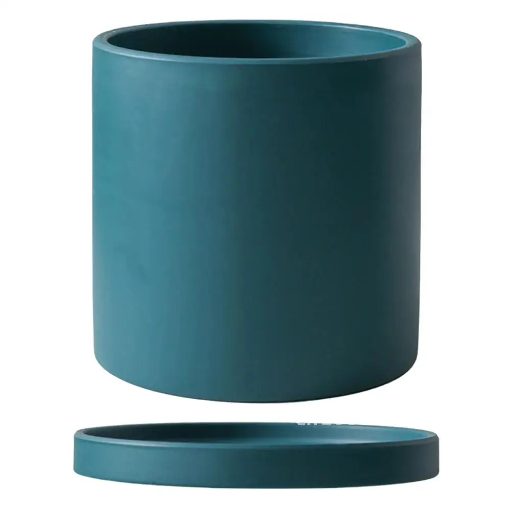 Maceta de cerámica nórdica con bandeja, cilindro colorido, maceta suculenta con orificio de drenaje, macetero de hierba de Cactus con contenedor de maceta pequeño