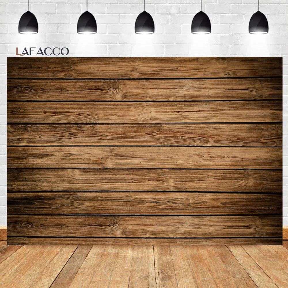 Laeacco Brown Rustic Wooden Board Photo Background Wood Floor Plank Room Interior Decor Kids Adult Portrait Photography Backdrop