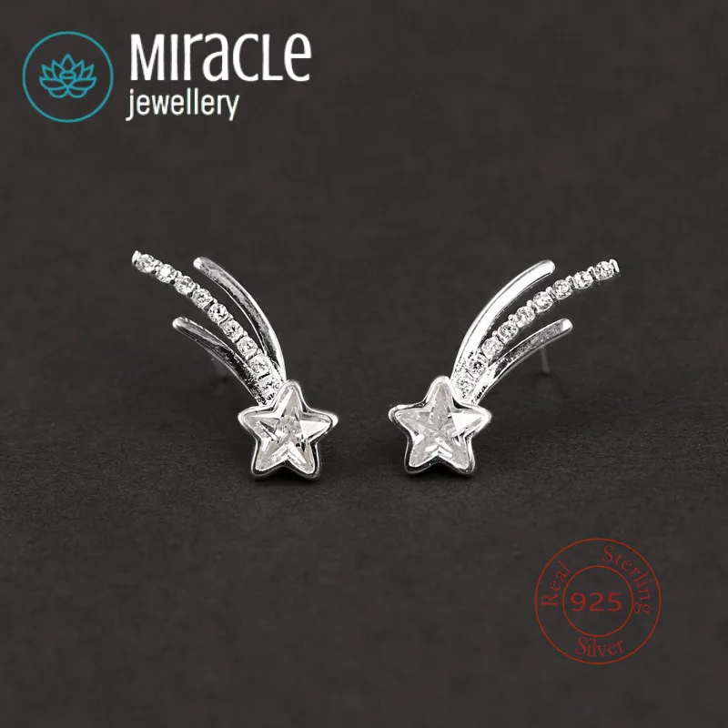 

Чудо-серьги-гвоздики из стерлингового серебра 925 пробы со звездным дождем, инкрустированные цирконием, легкие роскошные серьги-гвоздики с метеором