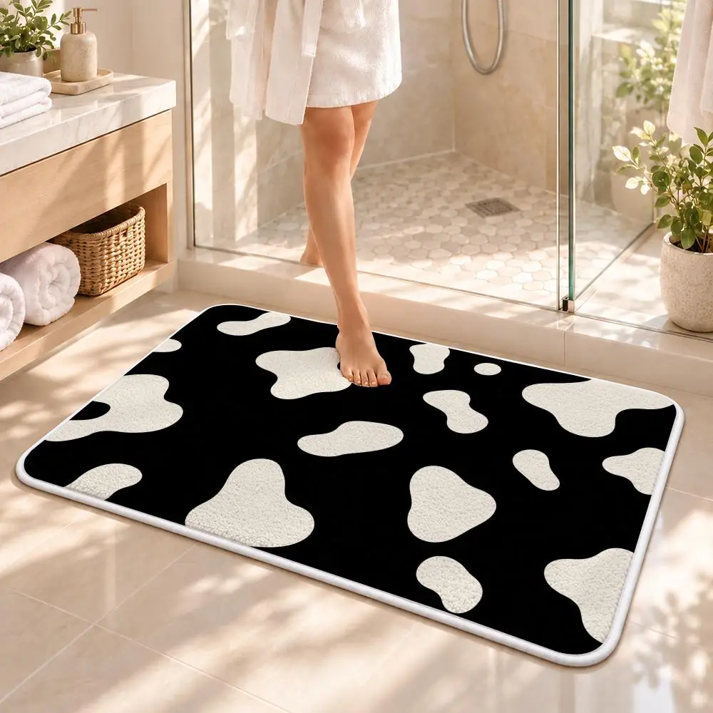 Cream Abstract Floor Mat Flannel Rug Soft Non Slip Washable Door Mat for Bedroom Living Room Home Decor 2