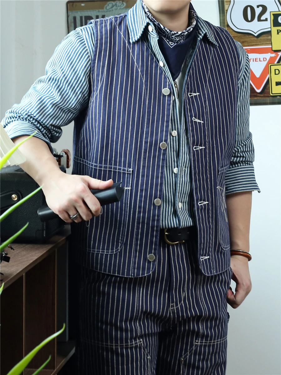 

Retro American Hunting Plaid Denim Vest ex Canvas Layering Workwear oulder Pad Vest Youthful Casual All-Season