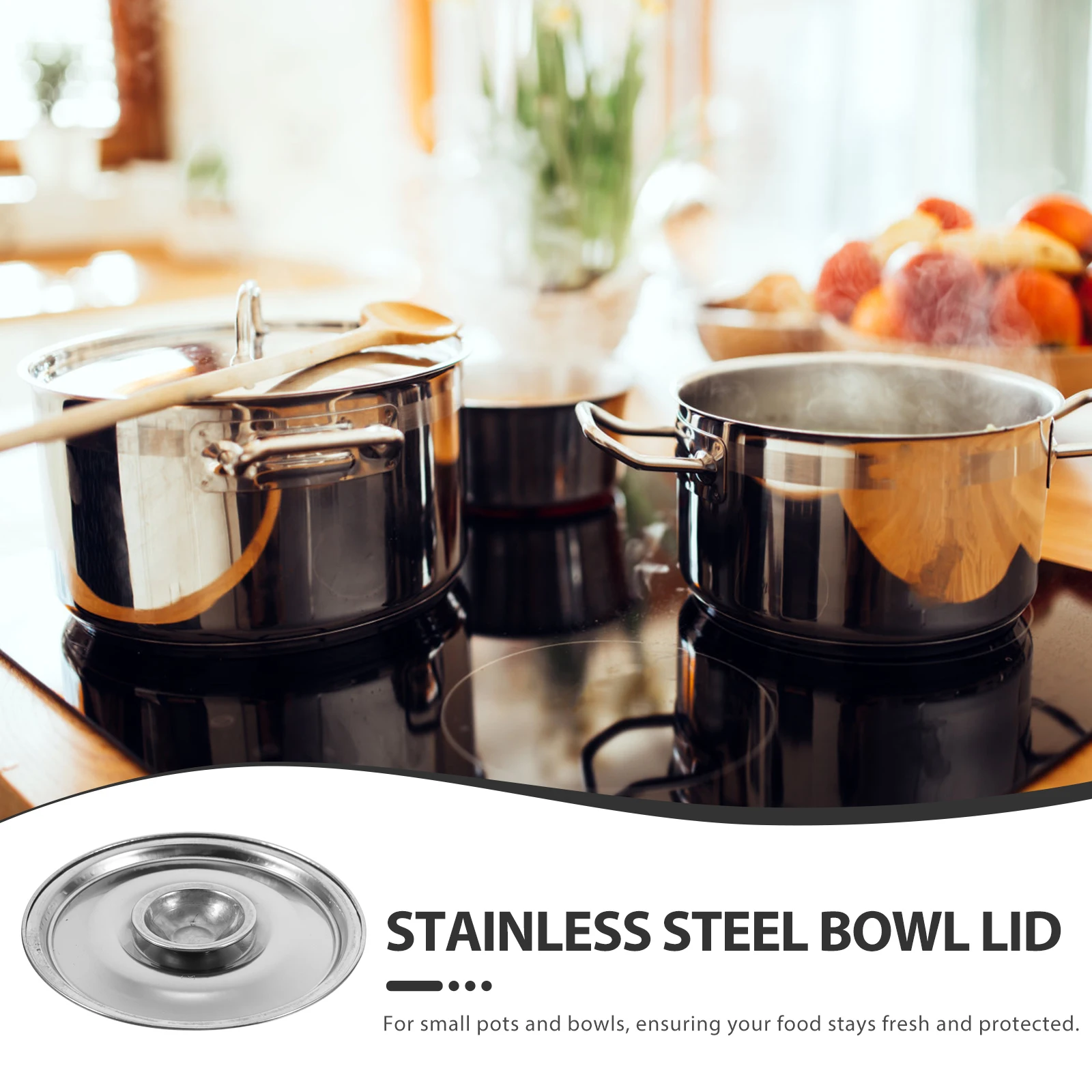 

4pcs Stainless Steel Bowl Lid 10cm Universal Lids for Seasoning Pot Oil Cover Small Pan Lid Cooking Replacement Jar