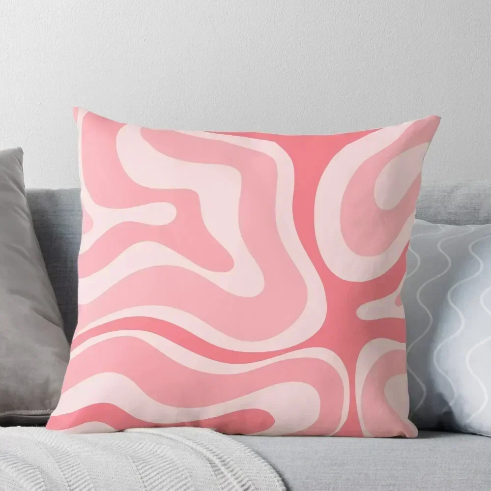 Modern Retro Liquid Swirl Abstract in Pastel Pink Blush Throw Pillow Sofa Covers autumn pillowcase pillow