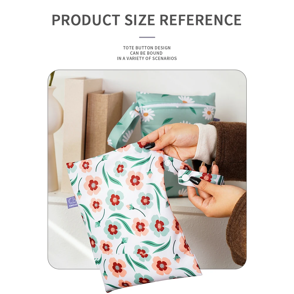 Elinfant 2 Pcs/Set Mini Eco-friendly Portable Waterproof Snack Bag Washable Reusable Baby Diaper bag 18 x 25cm