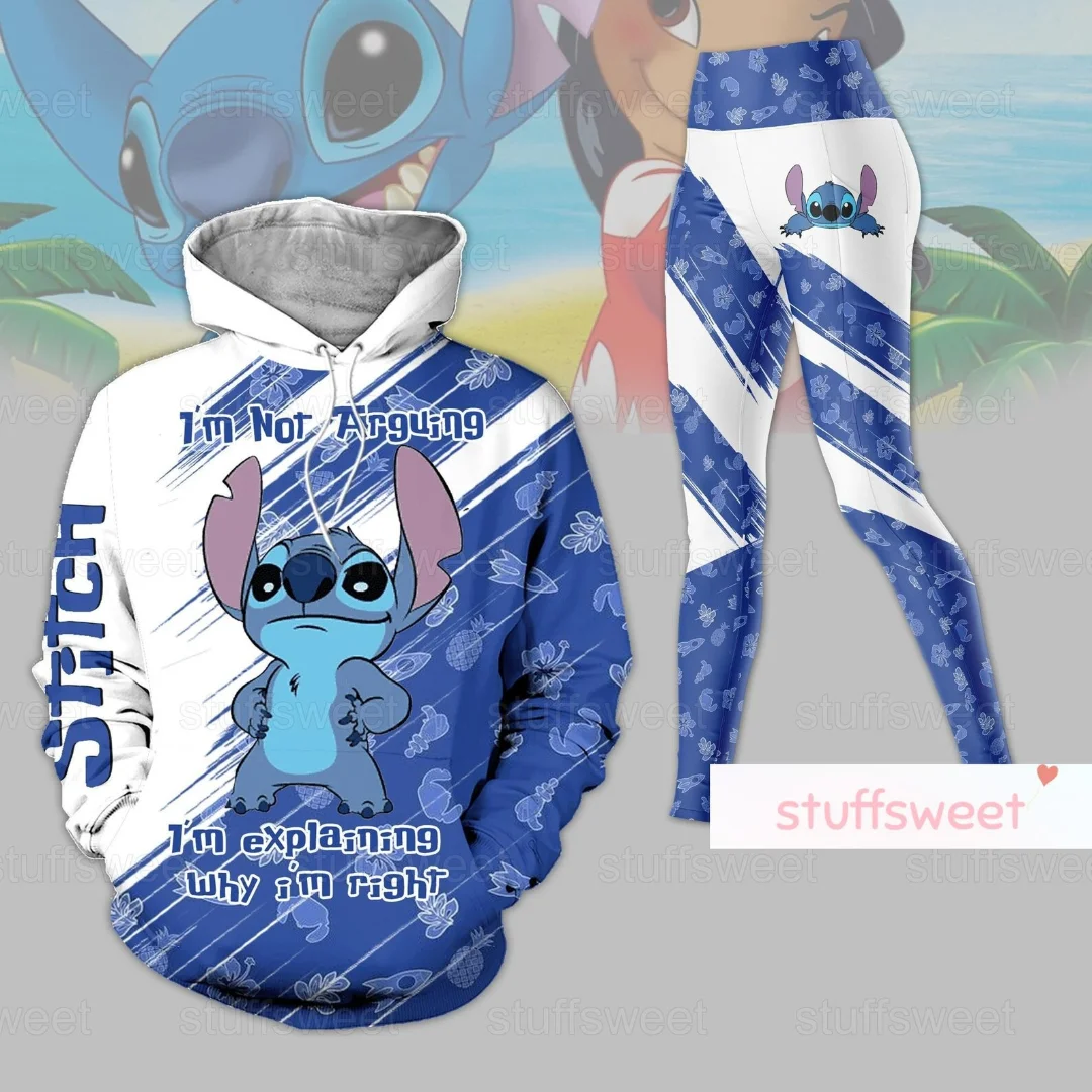 

Disney Stitch 3D Hoodie Lggings set Women's Hoodie Suit Free Custom Name Stitch Yoga Pants Sweatpants Fashion Sports Suit