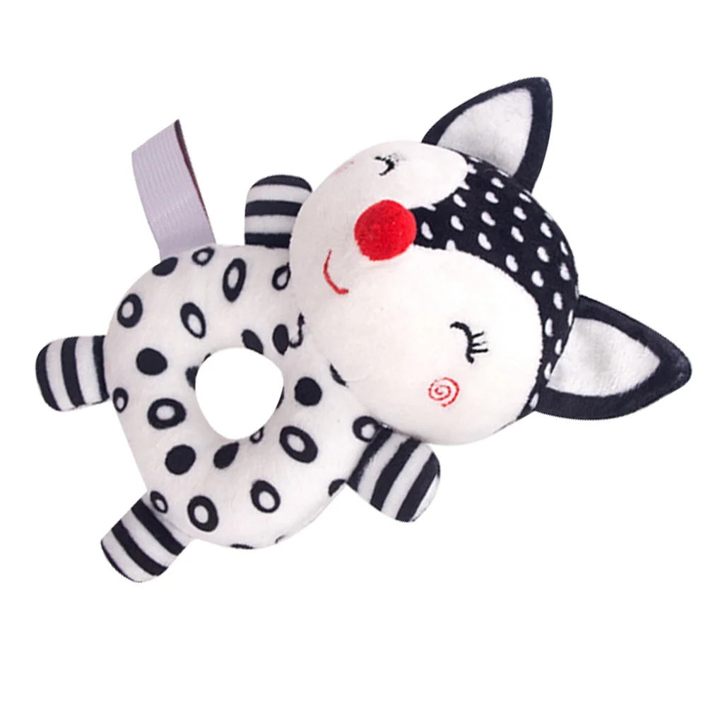 Chocalho de sino de mão de animal de desenho animado para bebês e crianças brinquedo educacional precoce melhora a estimulação auditiva visual compacto