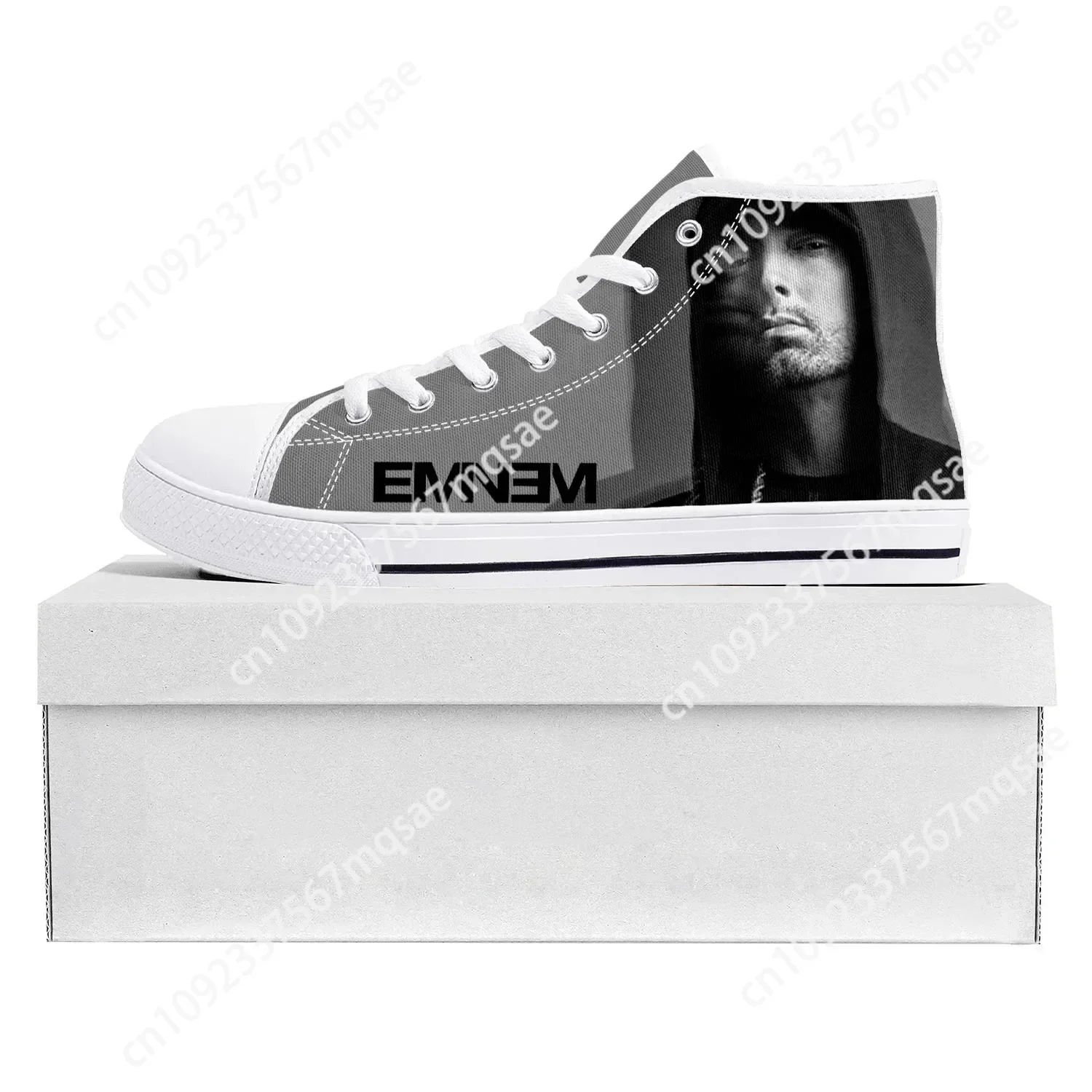 

Eminem Hip Hop Rapper Music Popular High Top High Quality Sneakers Mens Womens Teenager Canvas Sneaker Couple Shoes Custom Shoe