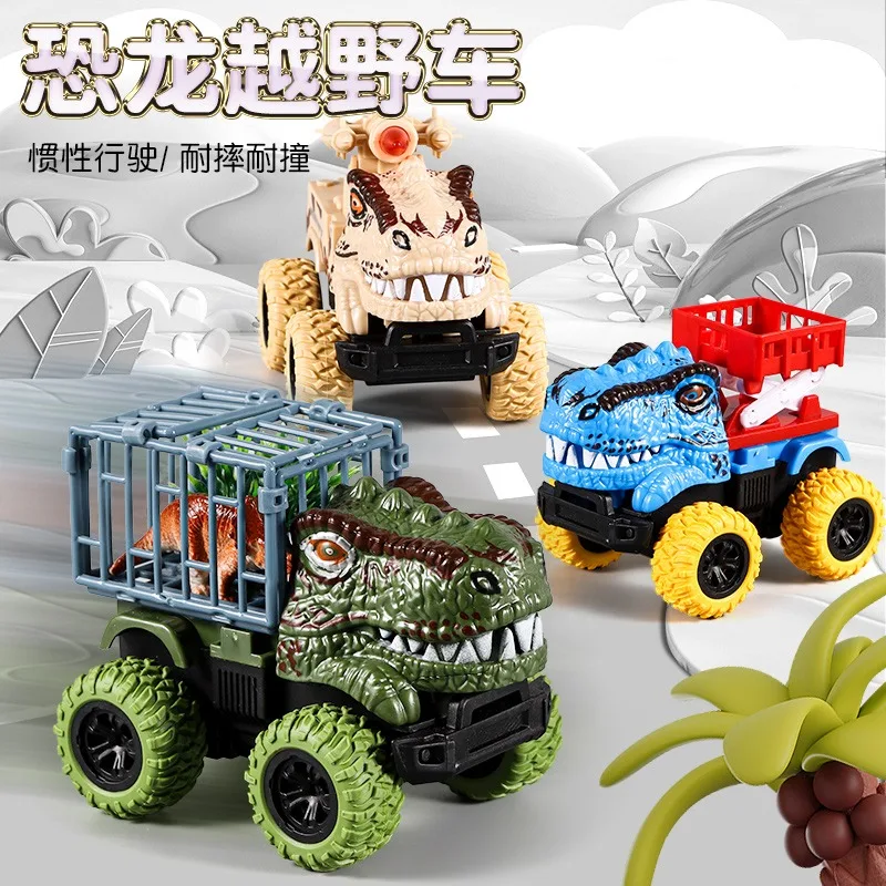 

inertia coastdown Dinosaur Truck Toys Car Truck Toys with Dino Figures for Boys Toddlers T-Rex Dinosaur Games Monster Truck