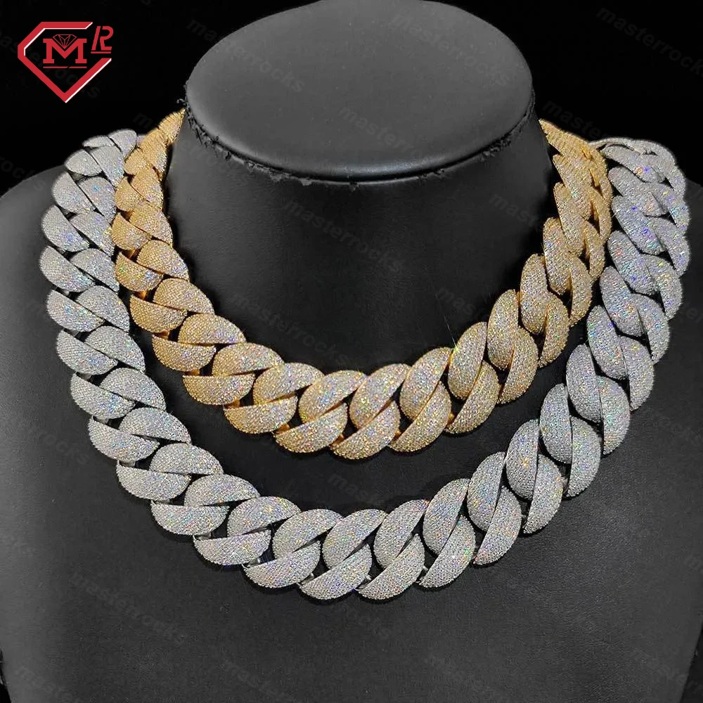 

Heavy 20mm Big Size Moissanite Cuban Chain Silver Gold Plated Hiphop Vvs Moissanite Miami Cuban Link Chain Iced Out Cuban Chain