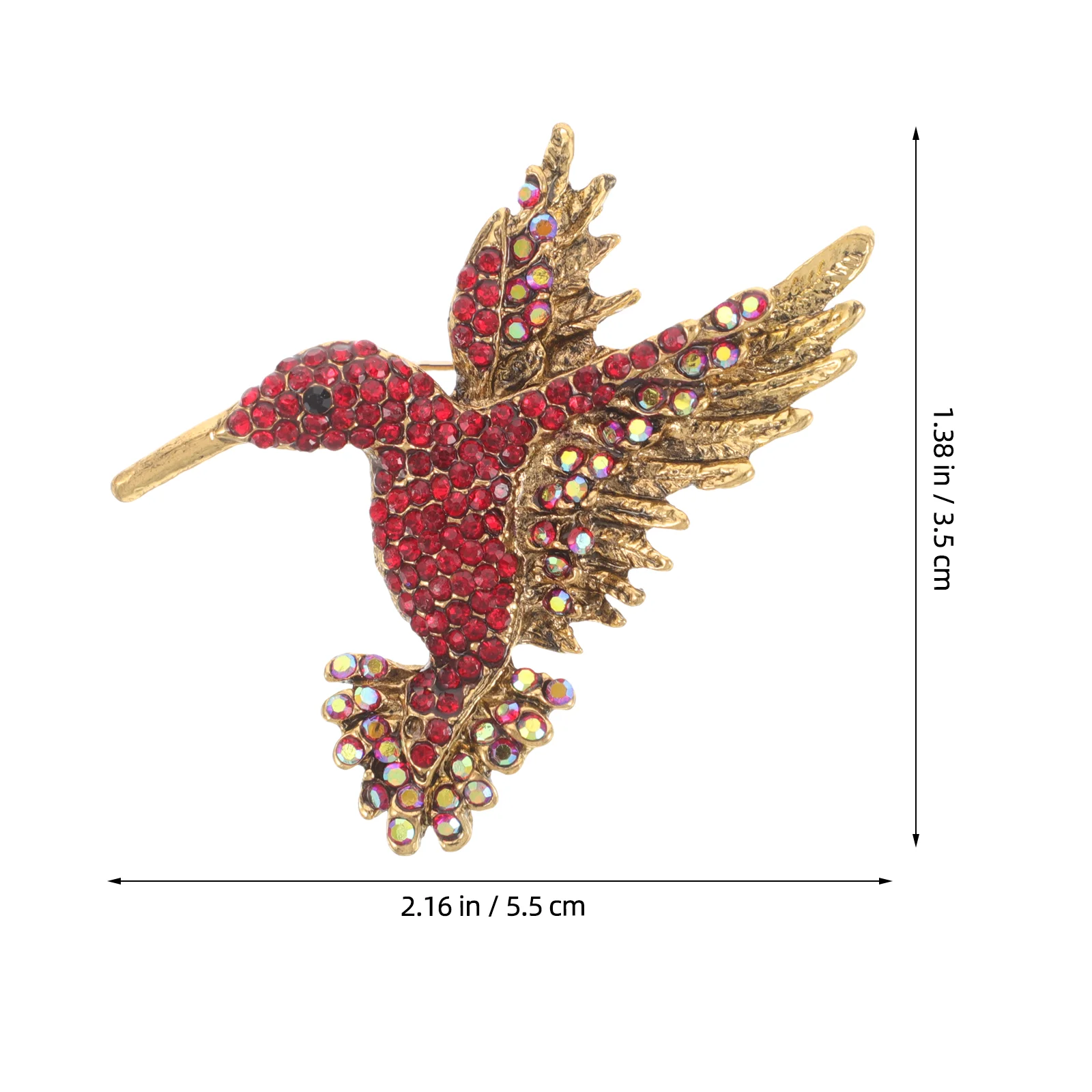 Animal Bird Brooch Pin Alloy Rhinestone Collar Jewelry Pins Red Rhinestones