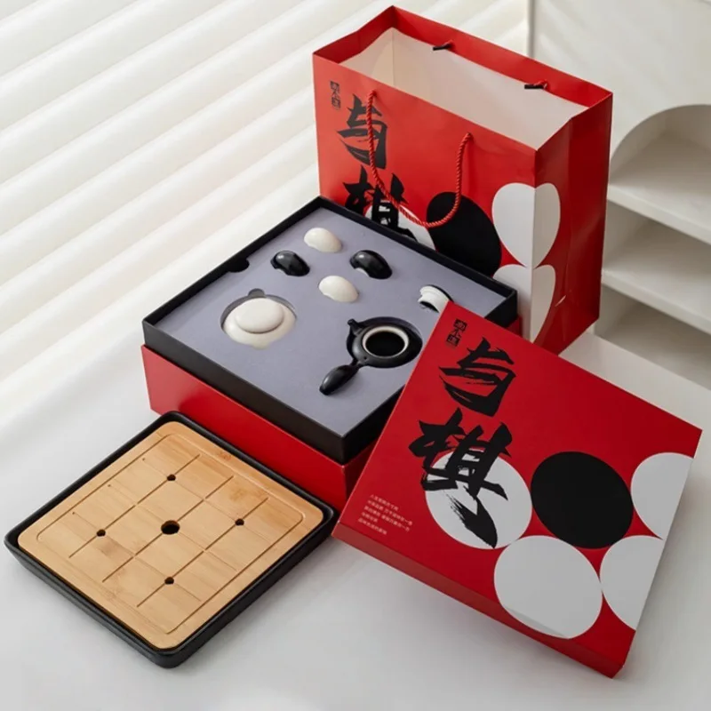 Go Kung Fu Tea Set Household Ceramic Tea Set Complete Set All-Season Hotel Tea Set Teapot High-End Gift Box