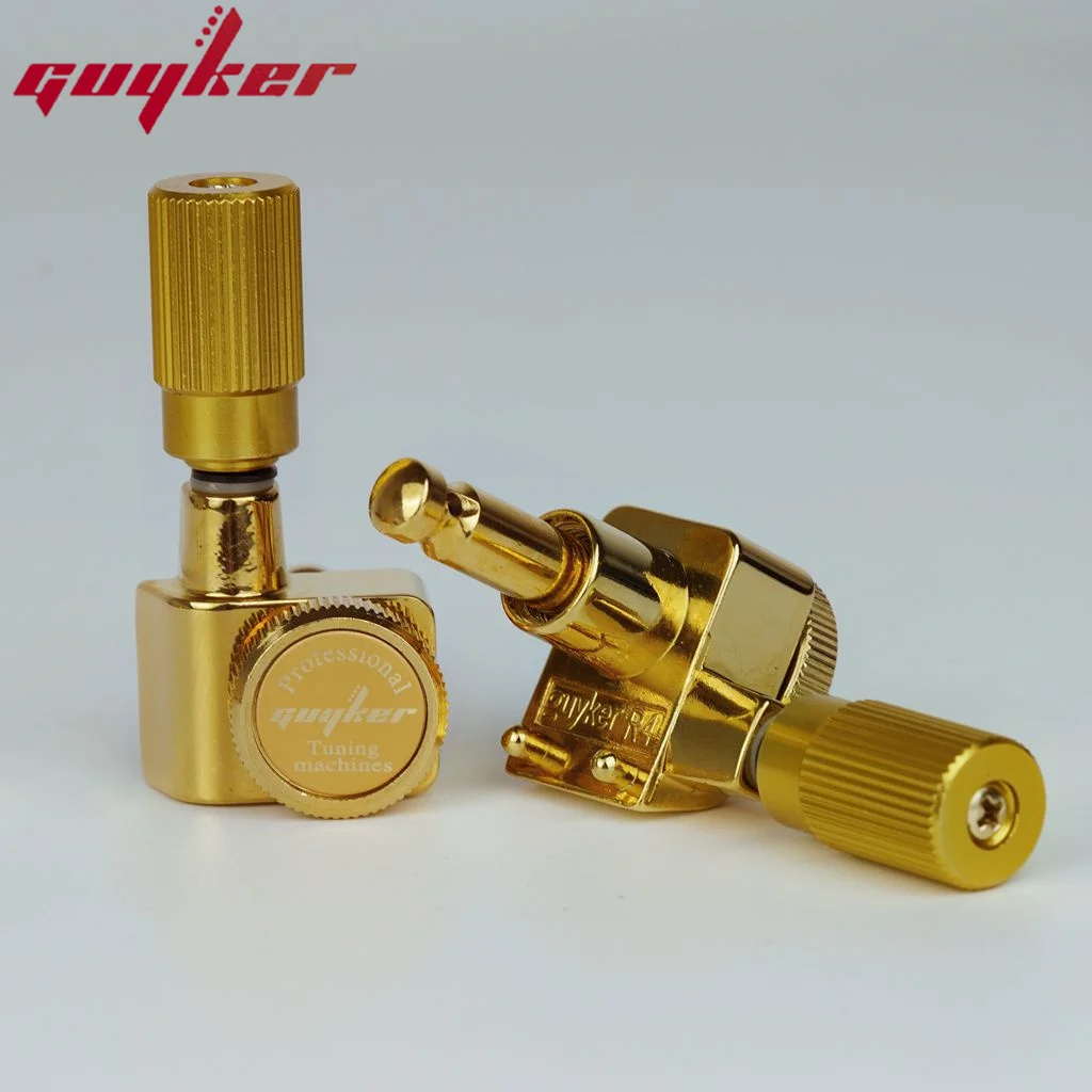 1 Set GUYKER 6 In-line Machine Heads No Screws 1:18 Vertical Cylindrical Handl Shank Locking Tuning Key Pegs Tuners Three Colors