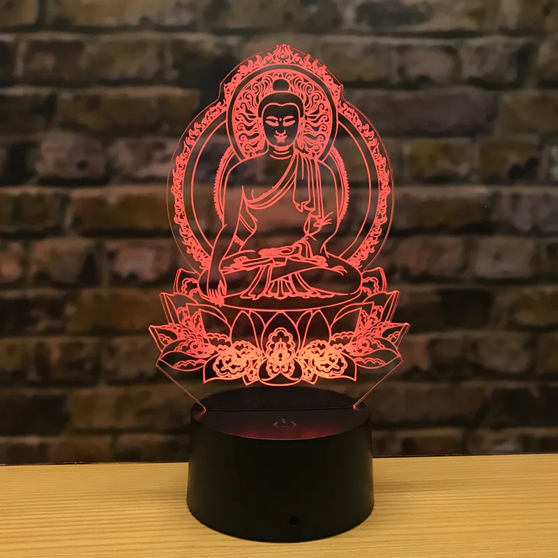 Sakyamuni-led 3d lâmpada com 16 mudando de cor, luz noturna, colorida, com controle remoto, melhor para aniversário e presente de natal