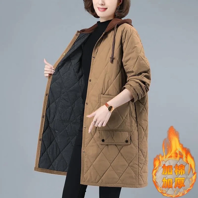 

Long Parka Women Winter Jacket Oversize Loose Big Pocket Hooded Cotton Padded Jackets Female Thick Warm Cotton Coat Outerwear