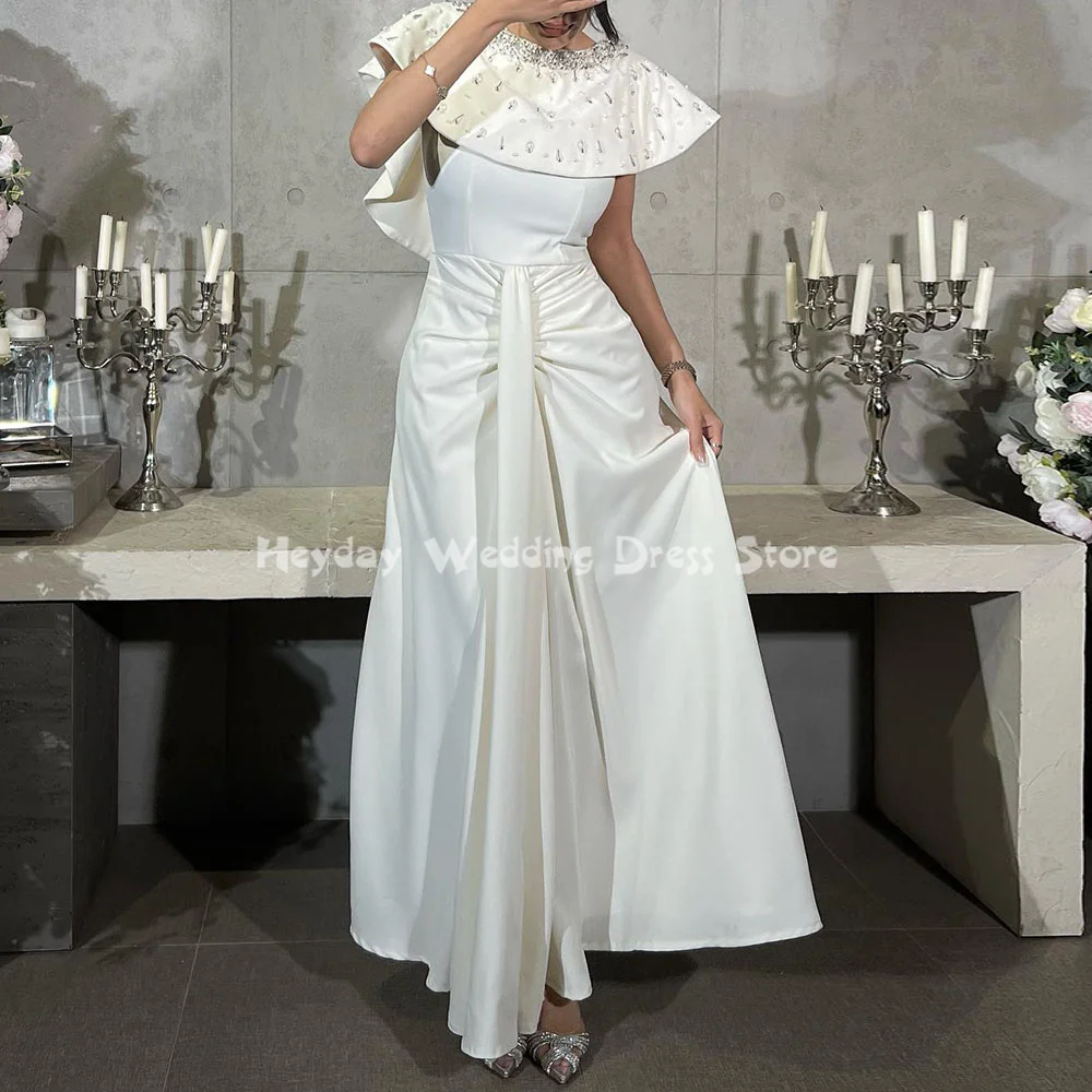 

Heyday женские атласные вечерние платья трапециевидной формы с круглым вырезом и бисером в Саудовской Аравии без рукавов с длиной до щиколотки, вечерние элегантные вечерние платья 2025