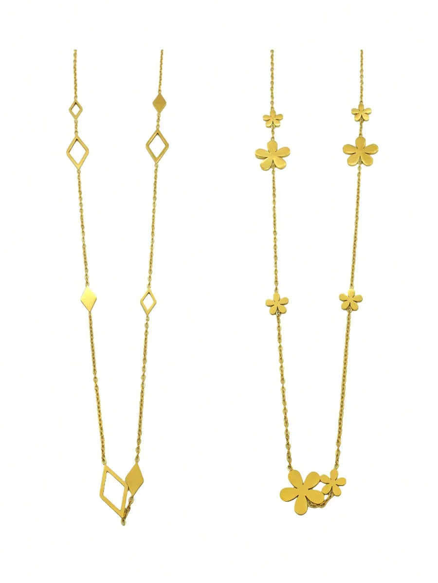 

Womens Geometric And Floral Long Chain Necklace Sweater Chain Bohemian Style Party Jewelry