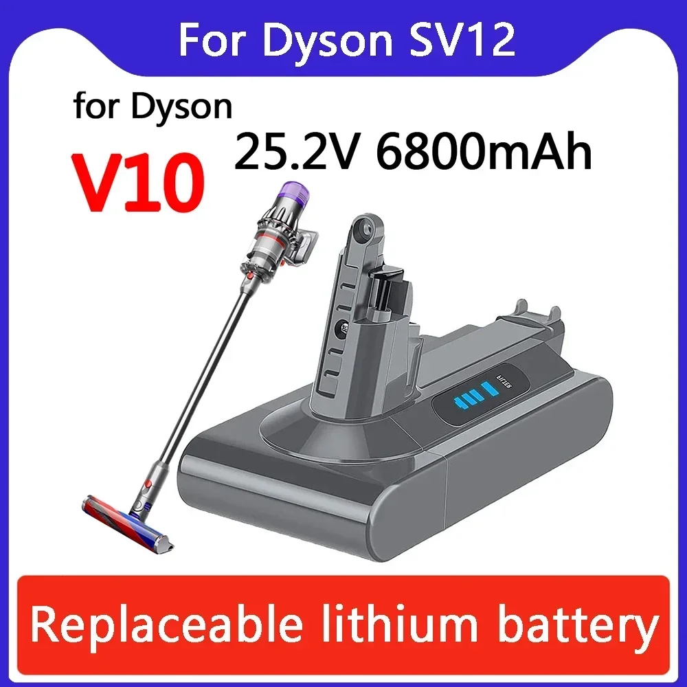 

2025 для Dyson Battery SV12 6800 мАч Сменный аккумулятор большой емкости для Dyson V10 Absolute Fluffy Cyclone SV12 Battery