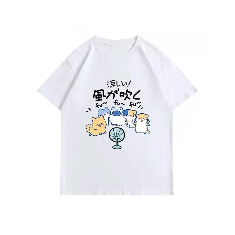 Korean Fashion Tees Summer Kawaii T-shirt Japanese Cartoon Cute Cat Short Sleeved T-shirt Graphic Blouse Streetwear Clothes