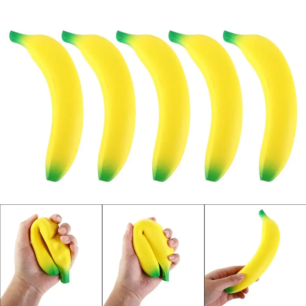 Release Slow Rising Banana Squeeze Toys Simulation Banana Yellow Green Squeeze Pinch Fruit Squeeze Pu Children Toys
