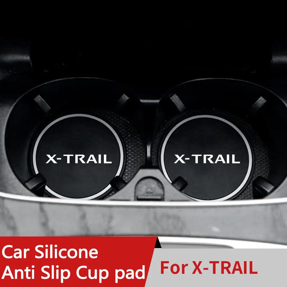 2pcs Car Cup Holder Anti Slip Insert Coaster Pads For Nissan X-Trail 2025 2024 2023-2014 Auto Water Cup Holder Silicone Mat