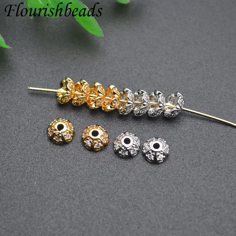50pcs/lot 6mm Beads Cap Flower Loose Spacer Beads DIY Quality Jewelry Making Necklace Bracelet Accessories
