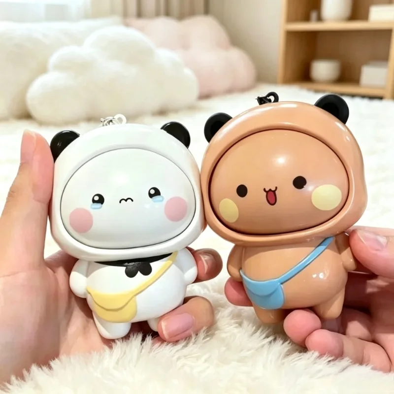 Original Panda Bubu & Dudu Face Changing Figurine Keychain Pendant, Cartoon IP Model Ornament, Trendy Collectible Decor Present